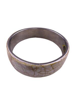 Genuine Shell Womens Silver Tone Crackle Mosaic Bangle Bracelet Philippines